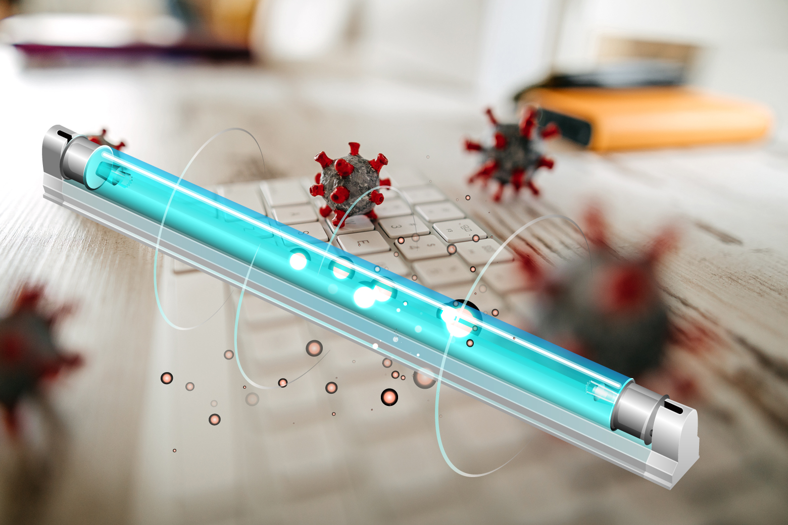 UVC germicidal lamp for CPAP